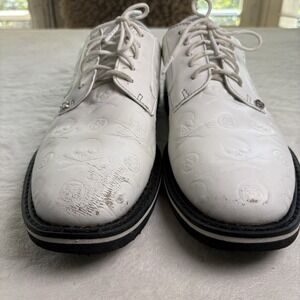 G/FORE Mens Gallivanter White Leather Skull Debossed Golf Shoes GMF000003 Size 8